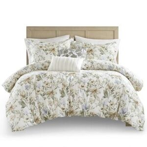 Harbor House Blue Herbal 5 Piece Cotton Sateen Print Duvet Set King NEW